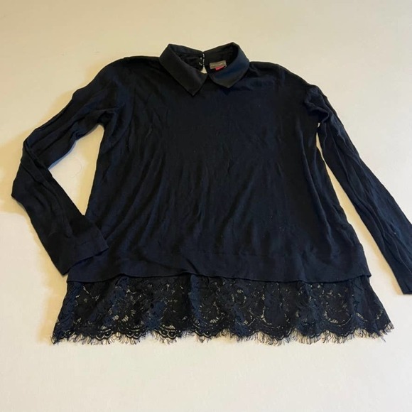 Vince Camuto Black Long sleeve lace trim bottom tunic M - Picture 2 of 11